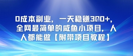 0成本副业，一天稳入3张，全网最简单的咸鱼小项目，人人都能做【附带项目教程】-鼎铸网