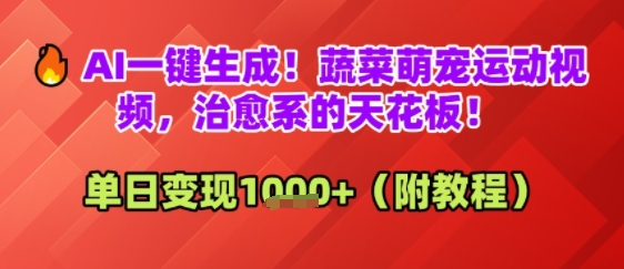 aie4b880e994aee7949fe68890efbc81e894ace88f9ce8908ce5aea0e8bf90e58aa8e8a786e9a291efbc8ce6b2bbe68488e7b3bbe79a84e5a4a9e88ab1e69dbfefbc81_685ca940b4fec.jpeg AI一键生成!蔬菜萌宠运动视频,治愈系的天花板!单日变现多张