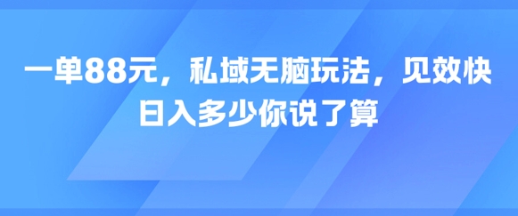 一单88元，私域无脑玩法，见效快，日入多少你说了算-鼎铸网