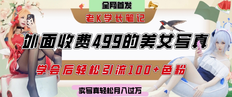 外面收费499的美女写真制作技术，学会后轻松引流S粉变现，日引100+S粉，轻松月入过W-鼎铸网