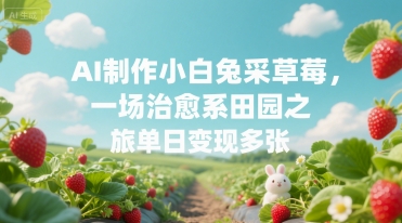 AI制作小白兔采草莓，一场治愈系田园之旅单日变现多张-鼎铸网