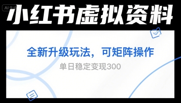 小红书虚拟资料全新升级玩法，可矩阵操作，单日稳定变现3张-鼎铸网