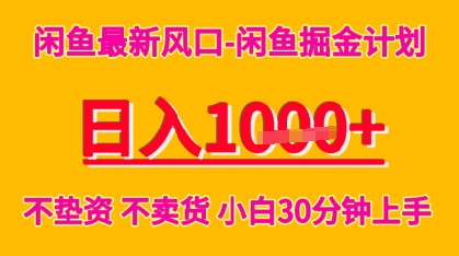闲鱼最新风口-闲鱼掘金计划，日入多张，不垫资不卖货，小白30分钟上手-鼎铸网