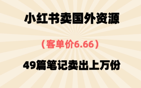 ⼩红书国外资料，客单价6.66，49篇笔记卖出上万份-鼎铸网