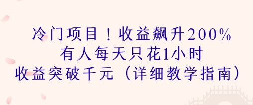 冷门项目！收益飙升200% 有人每天只花1小时 收益突破1k(详细教学指南)-鼎铸网