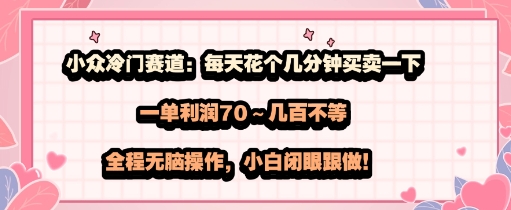 小众冷门赛道：每天花个几分钟买卖一下，一单利润70～几张不等，全程无脑操作，小白闭眼跟做-鼎铸网