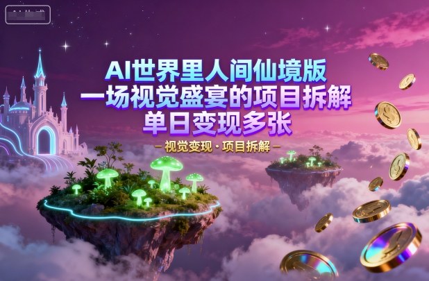 AI世界里人间仙境版，一场视觉盛宴的项目拆解，单日变现多张-鼎铸网