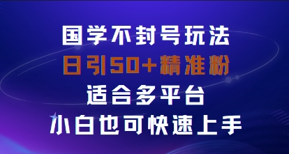 国学赛道不封号玩法，日引50+精准粉适合多平台，小白也可快速上手-鼎铸网