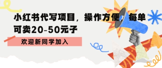 小红书代写项目，操作方便，每单可卖20-50米-鼎铸网