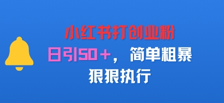 小红书打创业粉，日引50+，简单粗暴，狠狠执行-鼎铸网