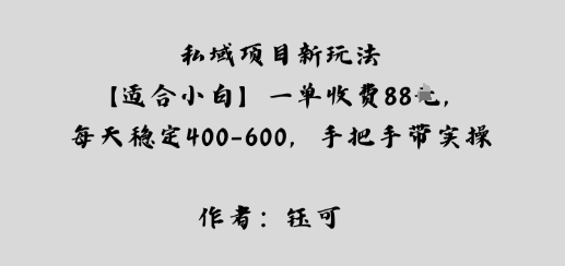 私域项目新玩法【适合小白】一单收费88米，每天稳定几张，手把手带实操-鼎铸网