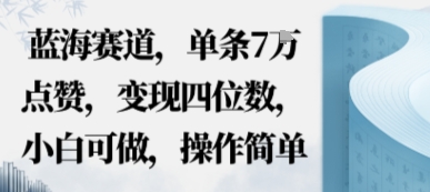 蓝海赛道，单条7W点赞，变现四位数，小白可做，操作简单-鼎铸网