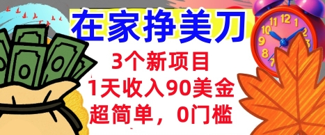3个新项目，1天收入90美刀，超简单，0门槛，在家挣美刀的首选-鼎铸网