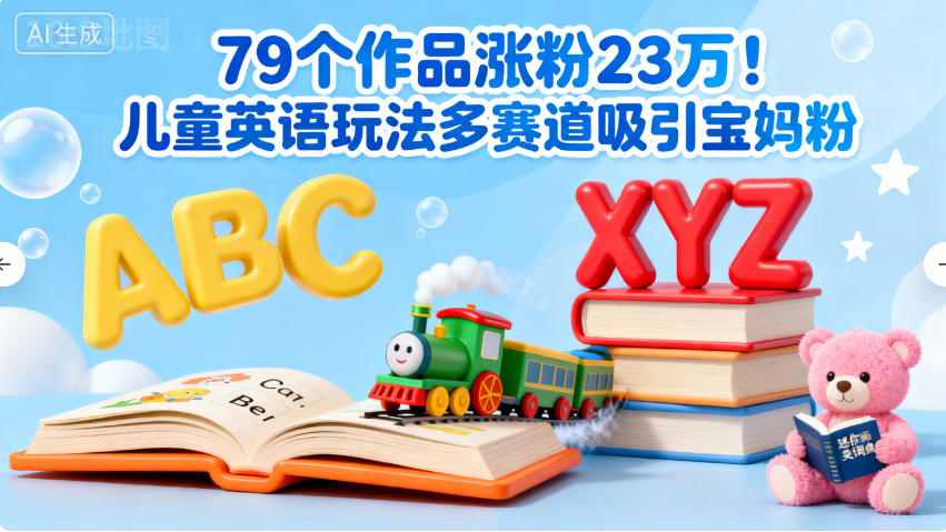 79个作品涨粉23w！儿童英语玩法多赛道吸引宝妈粉-鼎铸网