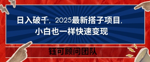 日入破K，2025最新搭子项目，小白也一样快速变现-鼎铸网