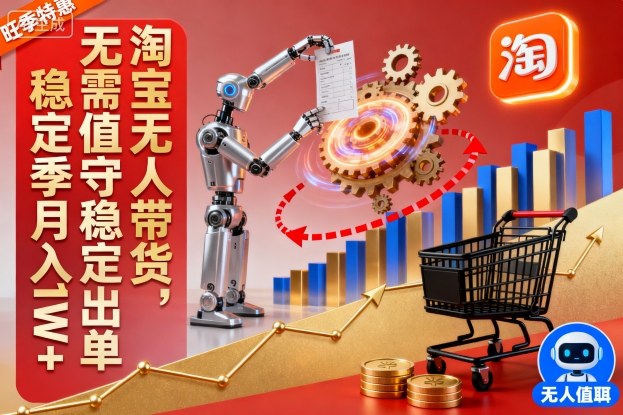 淘宝无人带货，无需值守稳定出单，电商旺季，稳定月入1W+-鼎铸网