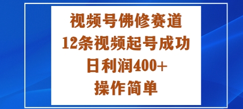 视频号佛修赛道新玩法，12条视频起号成功，日利润4张+，操作简单-鼎铸网