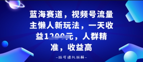 视频号流量主懒人新玩法，一天收益多张，人群精准，收益高-鼎铸网