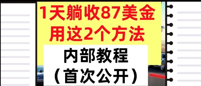 1天躺收87美刀，用这2个方法，长期稳定，超简单，内部教程-鼎铸网