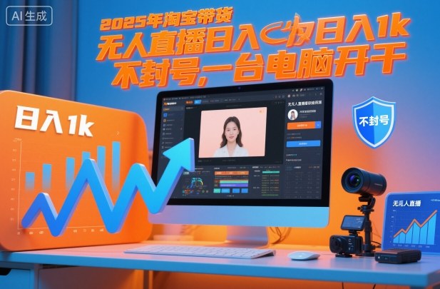 2025年淘宝带货，无人直播日入1k，不封号，一台电脑开干-鼎铸网