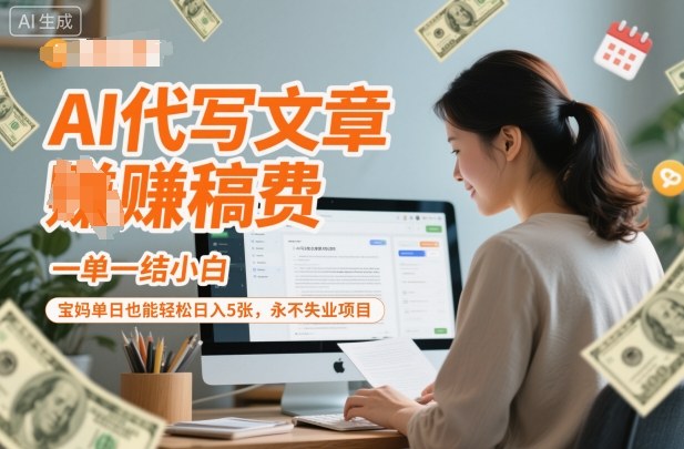 AI代写文章賺稿费，一单一结小白，宝妈单日也能轻松日入5张，永不失业项目-鼎铸网