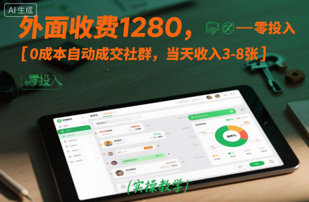 外面收费1280，0成本自动成交社群，当天收入3-8张【实操教学】-鼎铸网