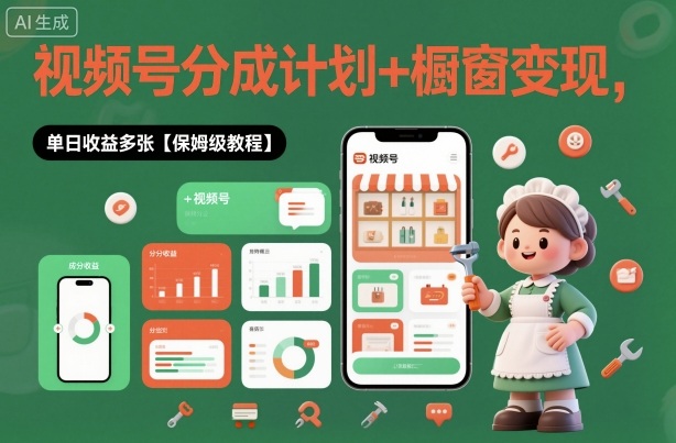 外面收费1980视频号分成计划+橱窗变现，单日收益多张【保姆级教程】-鼎铸网