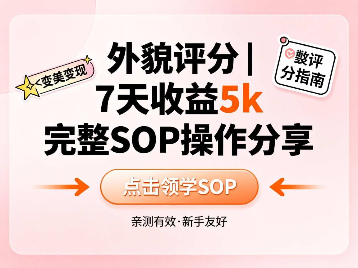 小红书做外貌评分，7天收益5k，完整SOP操作分享-鼎铸网