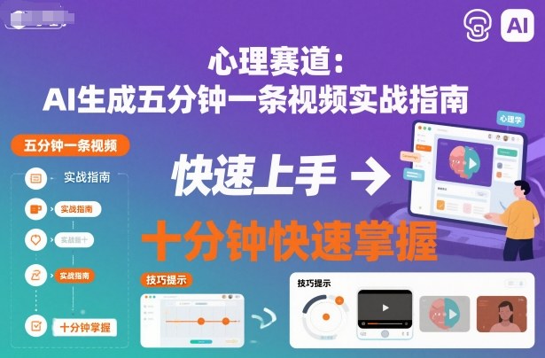 e5bf83e79086e8b59be98193efbc9aaie7949fe68890e4ba94e58886e9929fe4b880e69da1e8a786e9a291e5ae9ee68898e68c87e58d97efbc8ce58d81e58886e9929f_691c40ca6e5ca.jpeg 心理赛道:AI生成五分钟一条视频实战指南,十分钟快速掌握