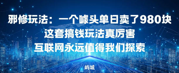 邪修玩法：一个噱头单日卖了980米这套搞钱玩法真厉害互联网永远值得我们探索-鼎铸网