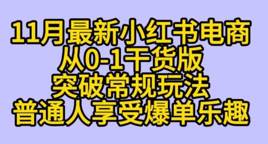K总部落《11月小红书电商最新玩法从0-1突破平台流量》-鼎铸网