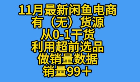 K总部落《11月最新闲鱼有无货源从0-1干货版打造销量店铺数据》-鼎铸网