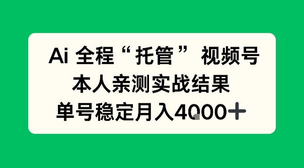 Ai自动托管视频号实战，本人亲测，单账号月入4k+【揭秘】-鼎铸网