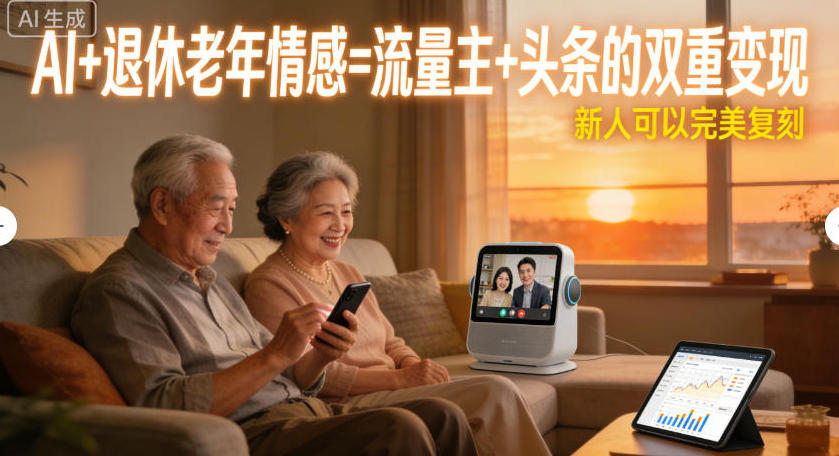 AI+退休老年情感=流量主+头条的双重变现，新人可以完美复刻-鼎铸网