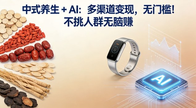 中式养生+AI：多渠道变现，无门槛，不挑人群无脑賺-鼎铸网