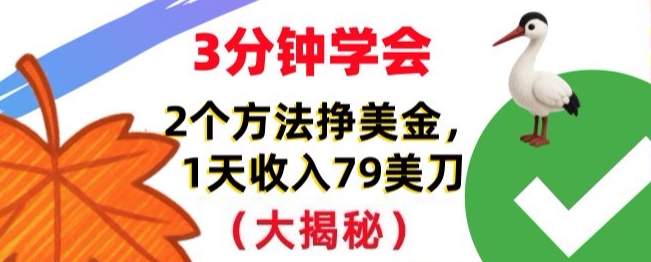 免费挣美刀的2个方法，1天收入79刀，超简单，3分钟学会-鼎铸网