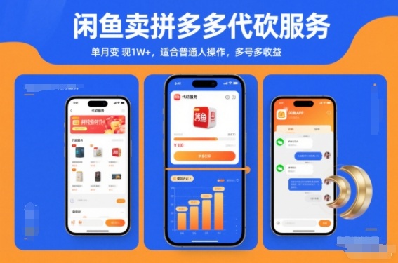 闲鱼卖拼多多代砍服务，单月变现1W+，适合普通人操作，多号多收益-鼎铸网