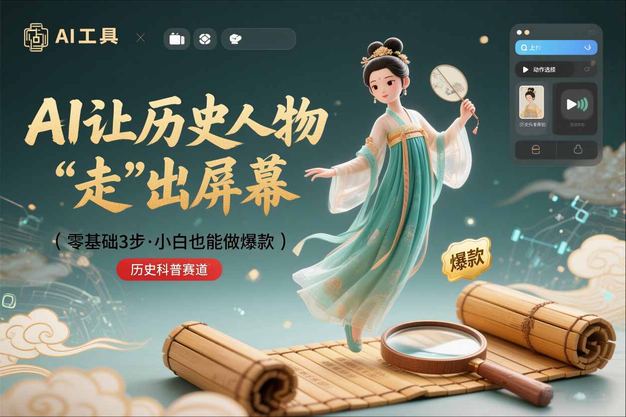 零基础3步搞定：让历史人物“走”出屏幕的AI教程，小白也能做出爆款(历史科普赛道)-鼎铸网