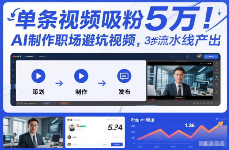 单条视频吸粉5W！AI制作职场避坑视频，3步流水线产出-鼎铸网