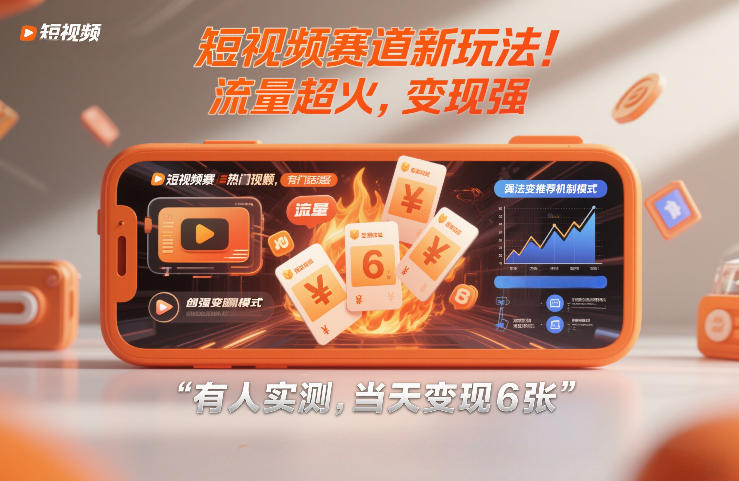 短视频赛道新玩法！流量超火，变现强，有人实测，当天变现6张-鼎铸网