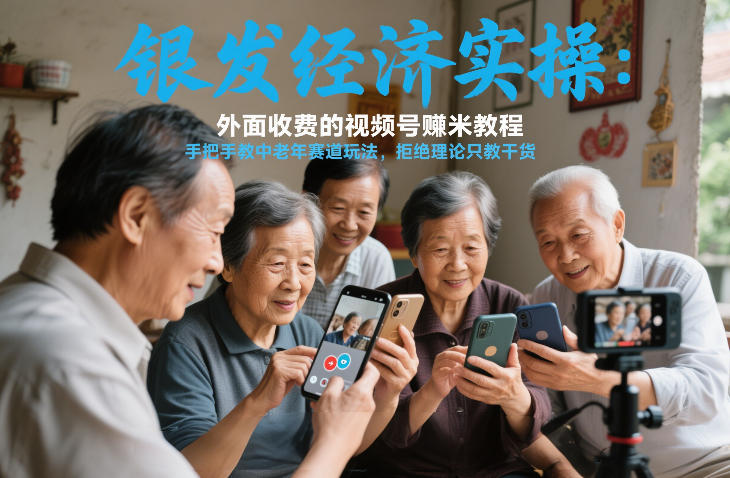 银发经济实操：外面收费的视频号賺米教程，手把手教中老年赛道玩法，拒绝理论只教干货-鼎铸网