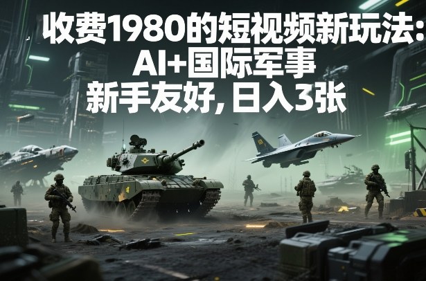 外面收费1980的短视频新玩法：AI+国际军事，新手友好，日入3张+【附详细教程】-鼎铸网