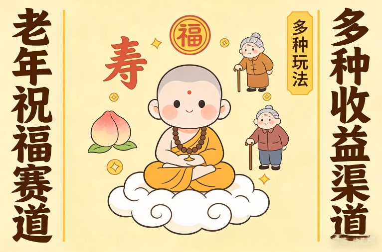 老年祝福赛道，漫画+小佛陀，多种玩法+多种收益渠道【附详细教程】-鼎铸网