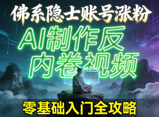 佛系隐士账号涨粉，AI制作反内卷视频，零基础入门全攻略-鼎铸网