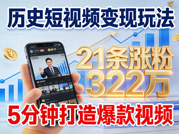 历史短视频变现玩法，不露脸出镜，5分钟打造爆款视频-鼎铸网