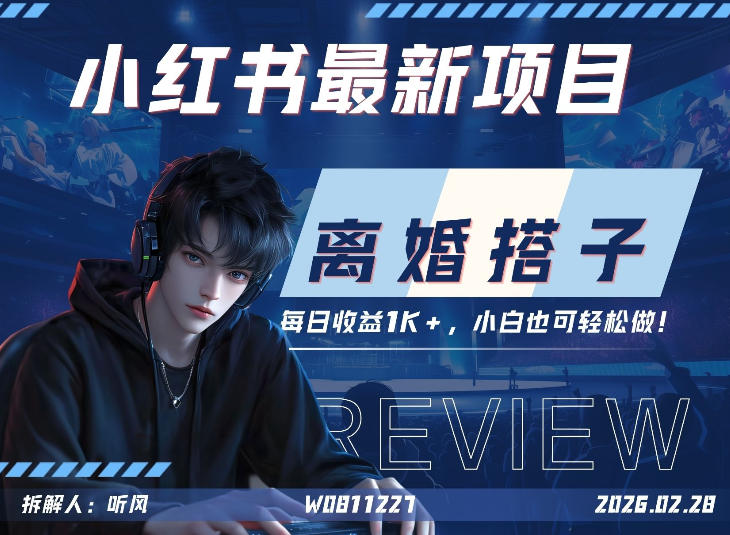 小红书项目—离婚搭子！小众但是热门的赛道，每天稳定1K，新手小白也好做！-鼎铸网