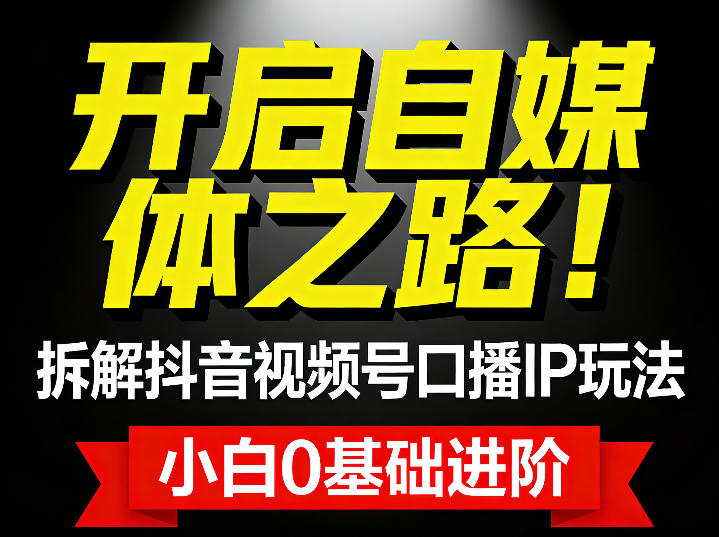 开启自媒体之路！拆解抖音视频号口播IP玩法，小白0基础进阶-鼎铸网