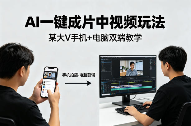 aie4b880e994aee68890e78987e4b8ade8a786e9a291e78ea9e6b395efbc8ce69f90e5a4a7ve4b8ade8a786e9a291e69599e5ada6efbc88e6898be69cbae794b5_69db6b3872c71.jpeg AI一键成片中视频玩法,某大V中视频教学(手机+电脑)