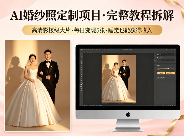 AI婚纱照定制项目，可生成高清影楼级大片，每日变现5张，睡觉也能获得收入【完整教程拆解】-鼎铸网