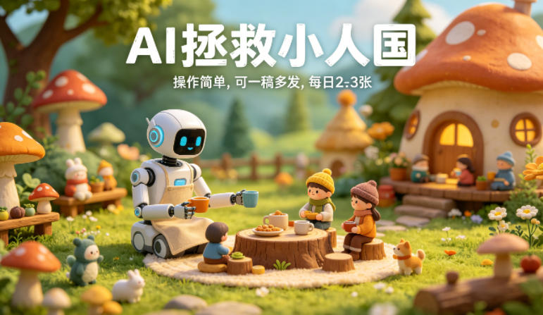 AI拯救小人国治愈视频玩法，操作简单，可一稿多发，每天2-3张-鼎铸网